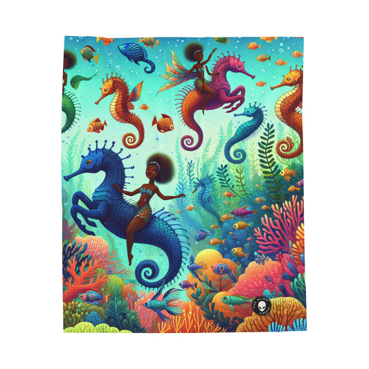 Enchanted Aquatic Realm: Mermaids and Seahorses - The Alien Velveteen Plush Blanket