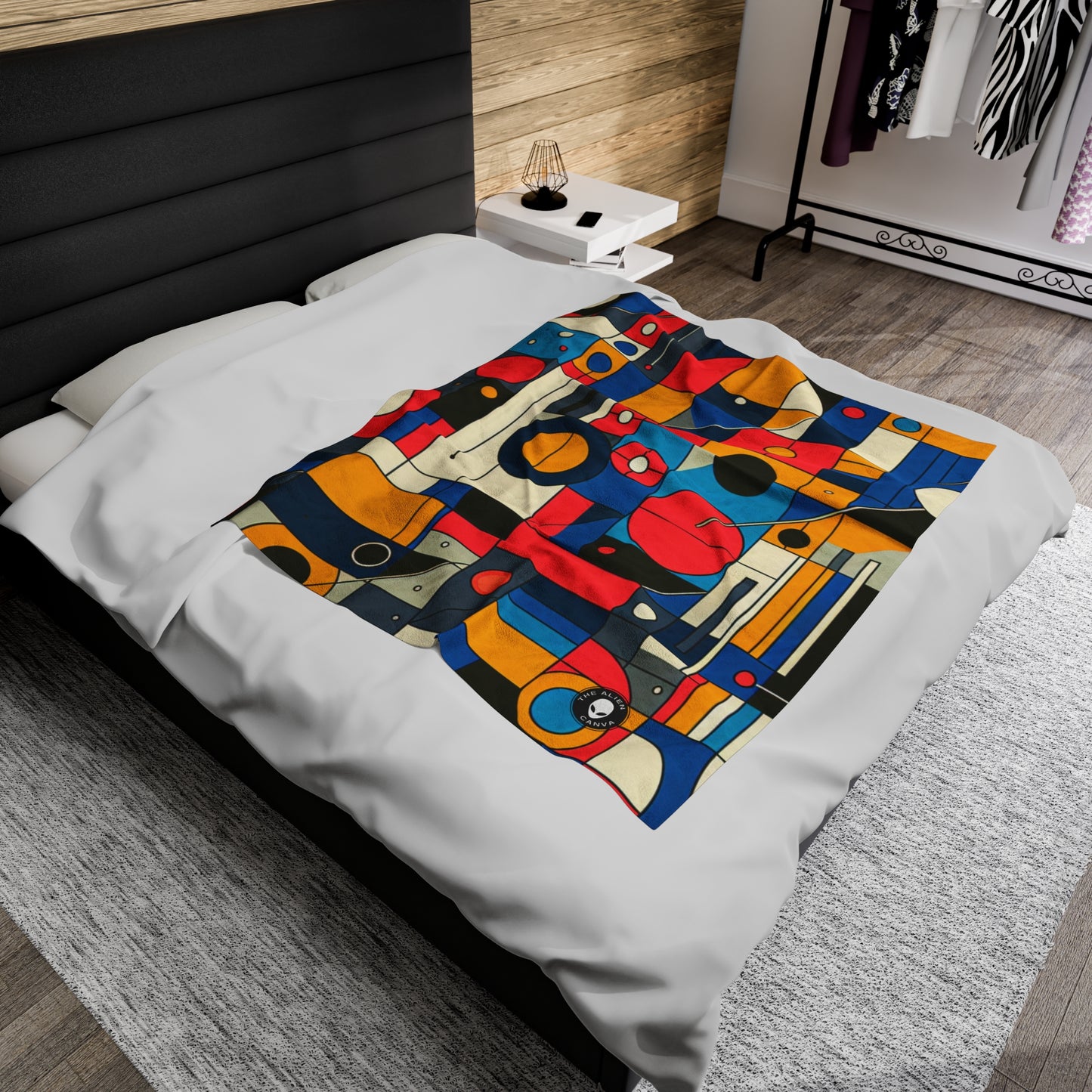 "Harmony in Nature: Geometric Abstraction" - The Alien Velveteen Plush Blanket Geometric Abstraction