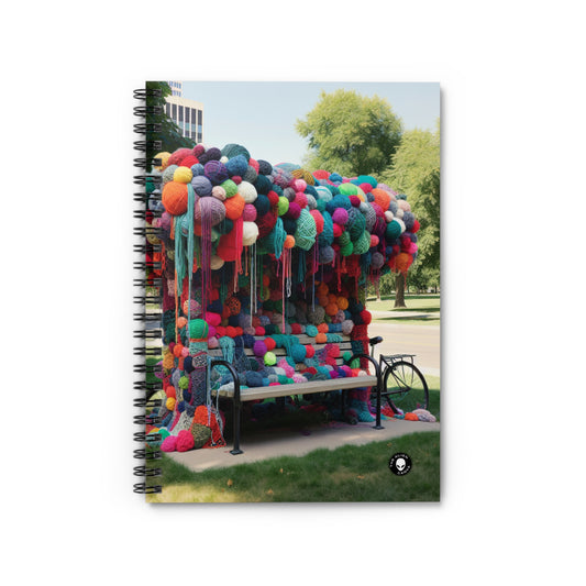 "Whimsical Wonders: Yarn-Bombing the Cityscape" - The Alien Spiral Notebook (Ruled Line) Yarn Bombing (Fiber Art)