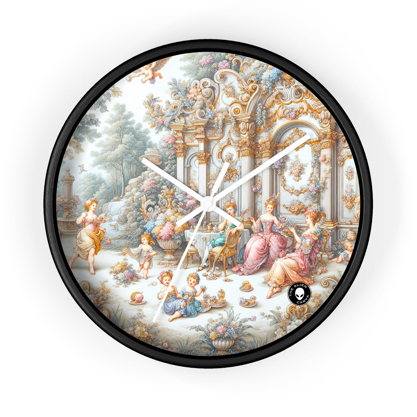 "A Garden of Rococo Delights: A Whimsical Extravaganza" - The Alien Wall Clock Rococo