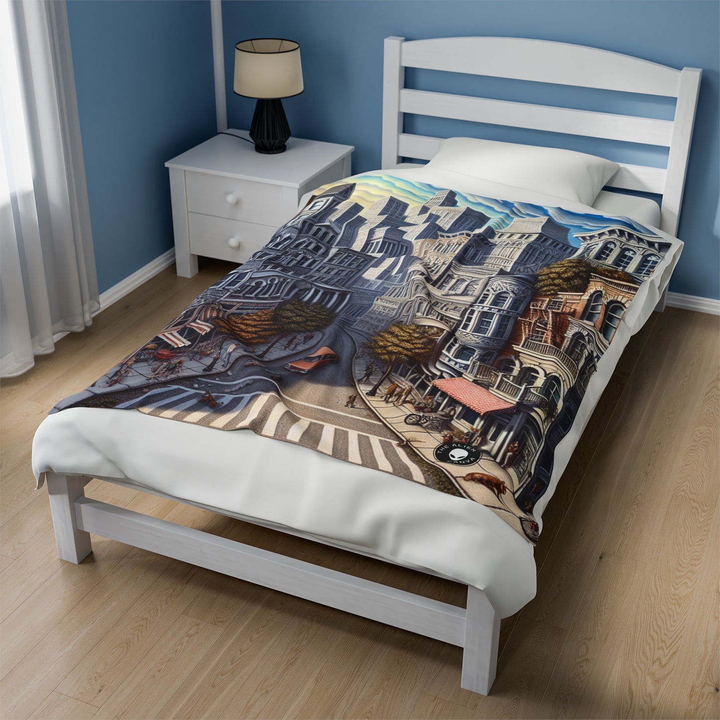 "Enchanted Passage: Transcending Reality" - The Alien Velveteen Plush Blanket Trompe-l'oeil