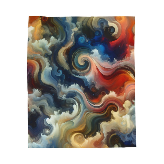 "Chaotic Balance: A Universe of Color" - The Alien Velveteen Plush Blanket Abstract Art Style