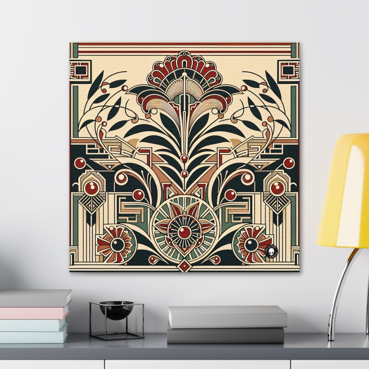 "Golden Glamour: un dinámico paisaje urbano Art Déco al atardecer" - The Alien Canva Art Deco