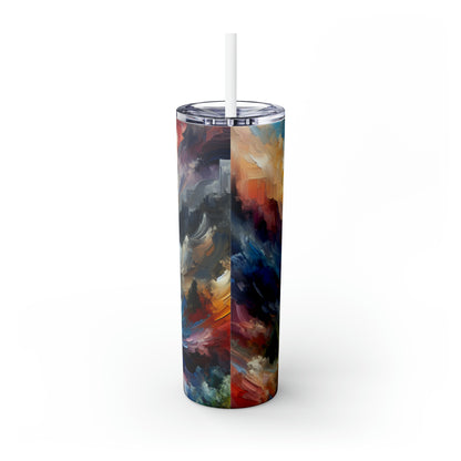 "Abstract Landscape: Exploring Emotional Depths Through Color & Texture" - The Alien Maars® Skinny Tumbler with Straw 20oz Abstract Expressionism Style