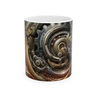 "Paisaje urbano biomecánico: fusión armoniosa" - Taza de cerámica alienígena Arte biomecánico de 11 oz