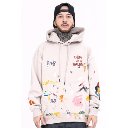 Graffiti Splash Ink Hip Hop High Street Sudadera con capucha retro desgastada para hombres y mujeres