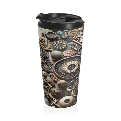 "Nature's Tapestry: Assemblage Art with Found Objects" - The Alien Stainless Steel Travel Mug Assemblage Art