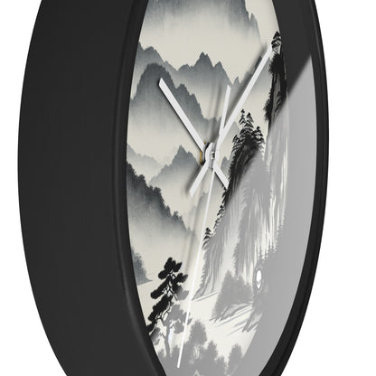 "Harmonious Ink: Capturing the Tranquility of a Zen Garden" - The Alien Wall Clock Ink Wash Painting