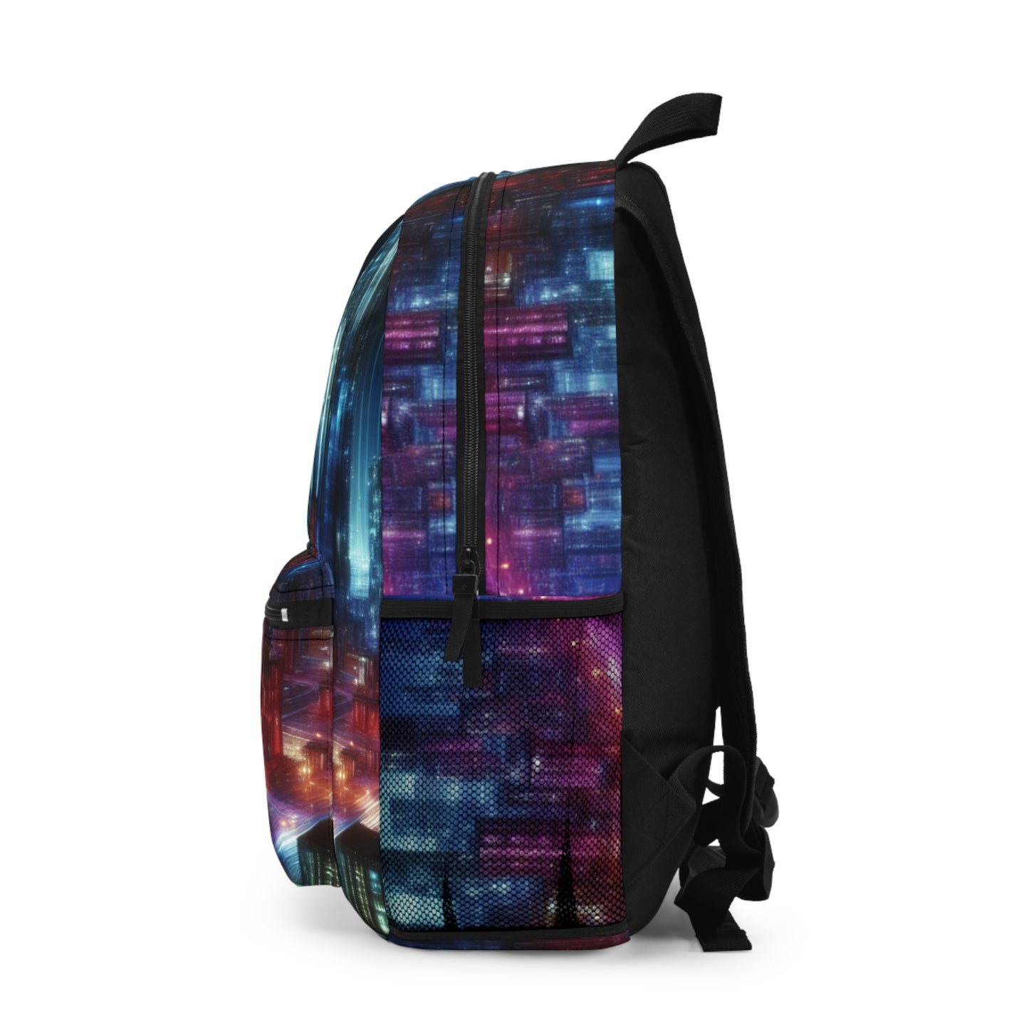 "Neon Skyline: un paisaje urbano futurista" - La mochila alienígena