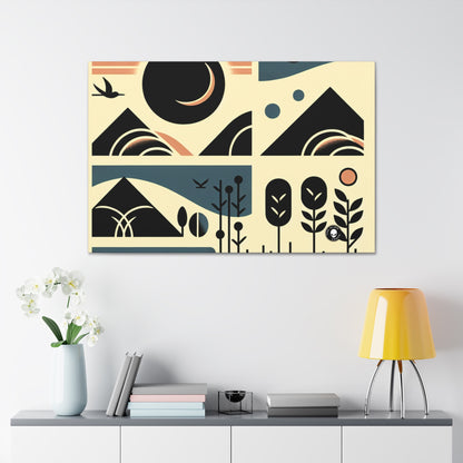 "Serenity in Geometry: Ocean Sunset" - The Alien Canva Minimalism