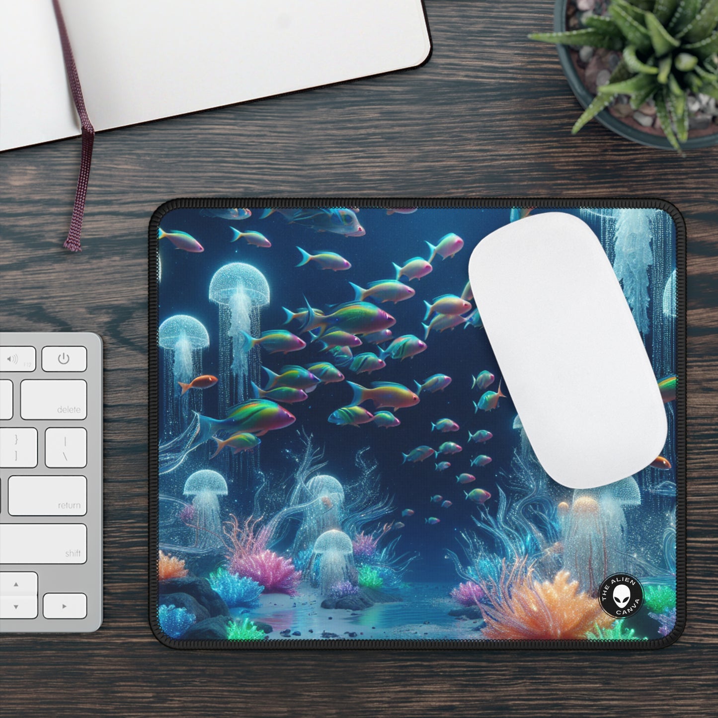 "Neon Dreams: The Underwater Wonderland" - The Alien Gaming Mouse Pad