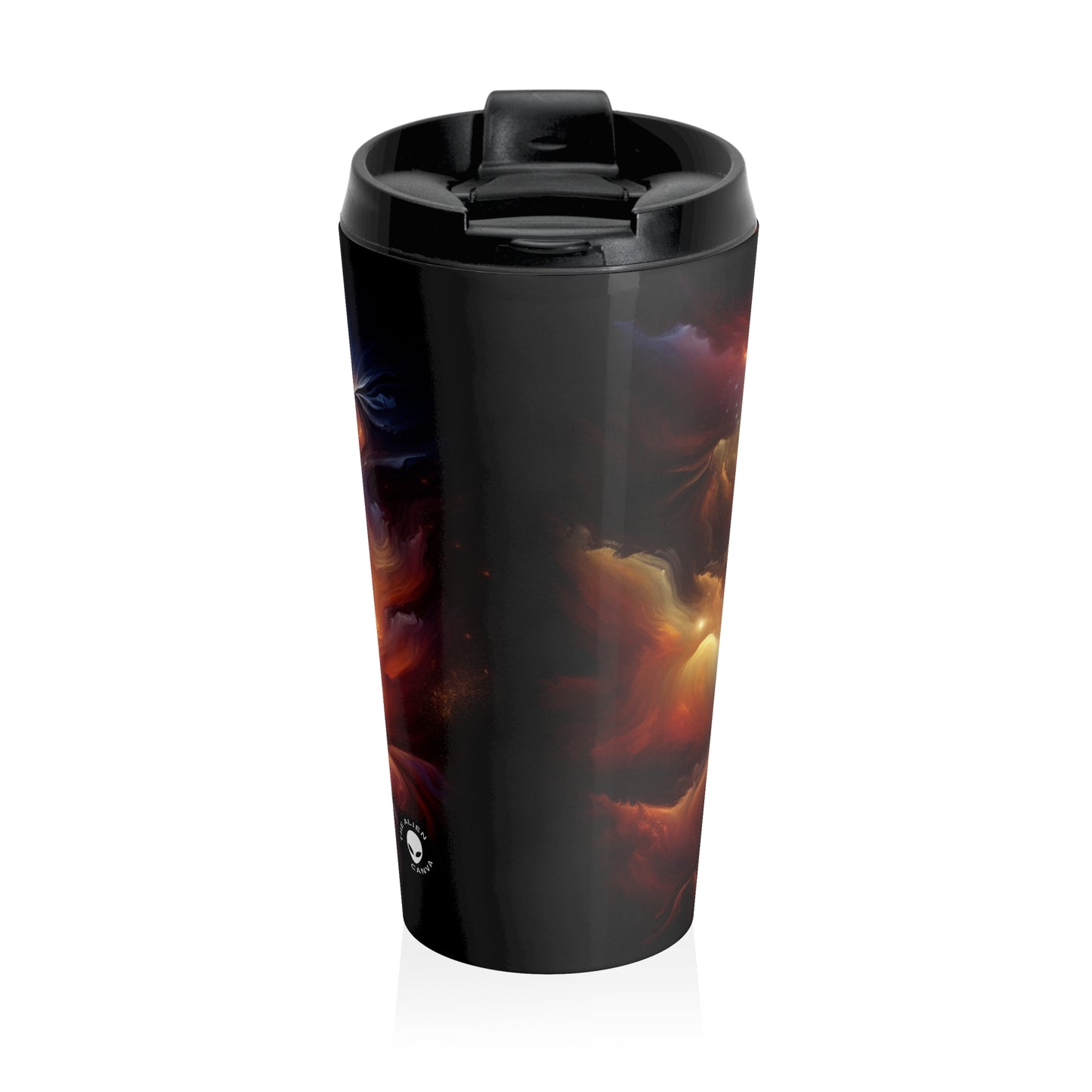 "Celestial Embrace: The Fusion of Sun and Moon" - The Alien Stainless Steel Travel Mug