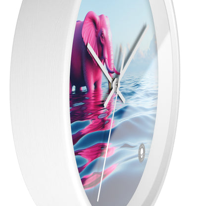 "The Pink Elephant in the Deep Blue Sea" - The Alien Wall Clock A pink elefant floating in the ocean