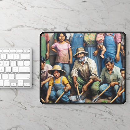 "Cosechando esperanza: una familia migrante en el jardín" - The Alien Gaming Mouse Pad Estilo realismo social