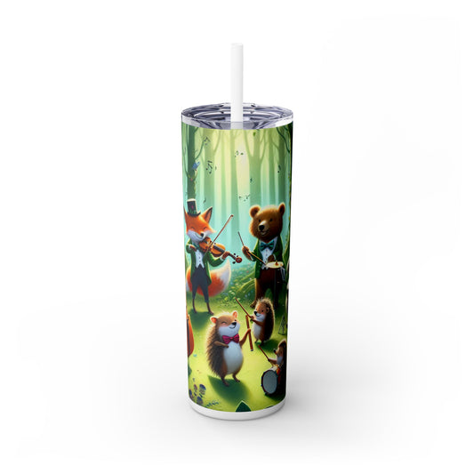 « Ménagerie mélodieuse : animaux musicaux dans la forêt enchantée » - Verre fin Alien Maars® avec paille 20 oz