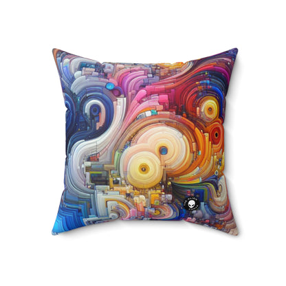 "Oceanic Harmonies: A Generative Art Exploration"- The Alien Spun Polyester Square Pillow Generative Art