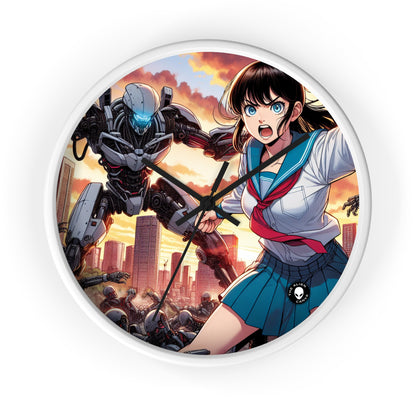 "Girl in Uniform Saves City from Invaders." - The Alien Wall Clock Manga/Anime Art