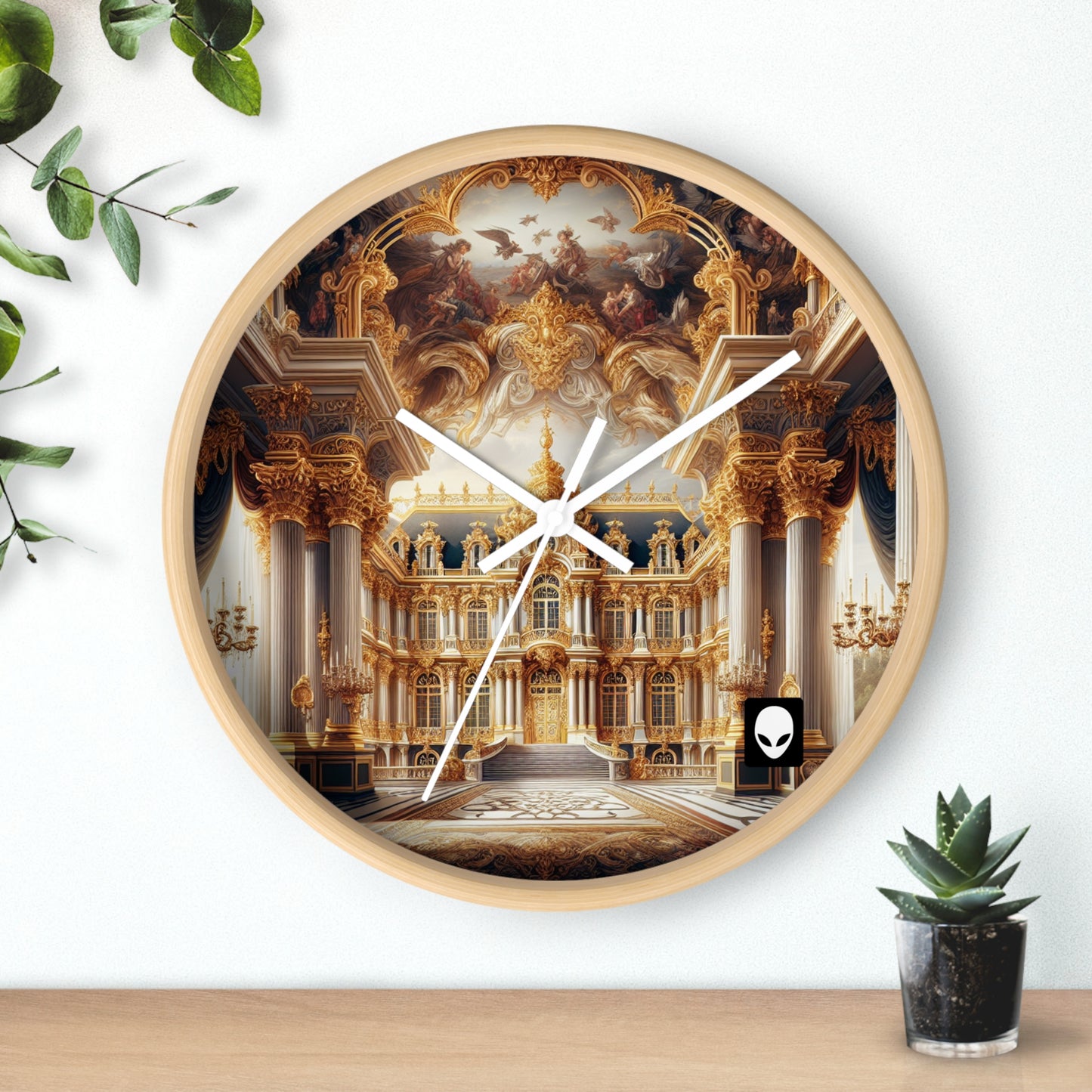 "Splendeur royale : un palais baroque plaqué or" - L'horloge murale Alien de style baroque