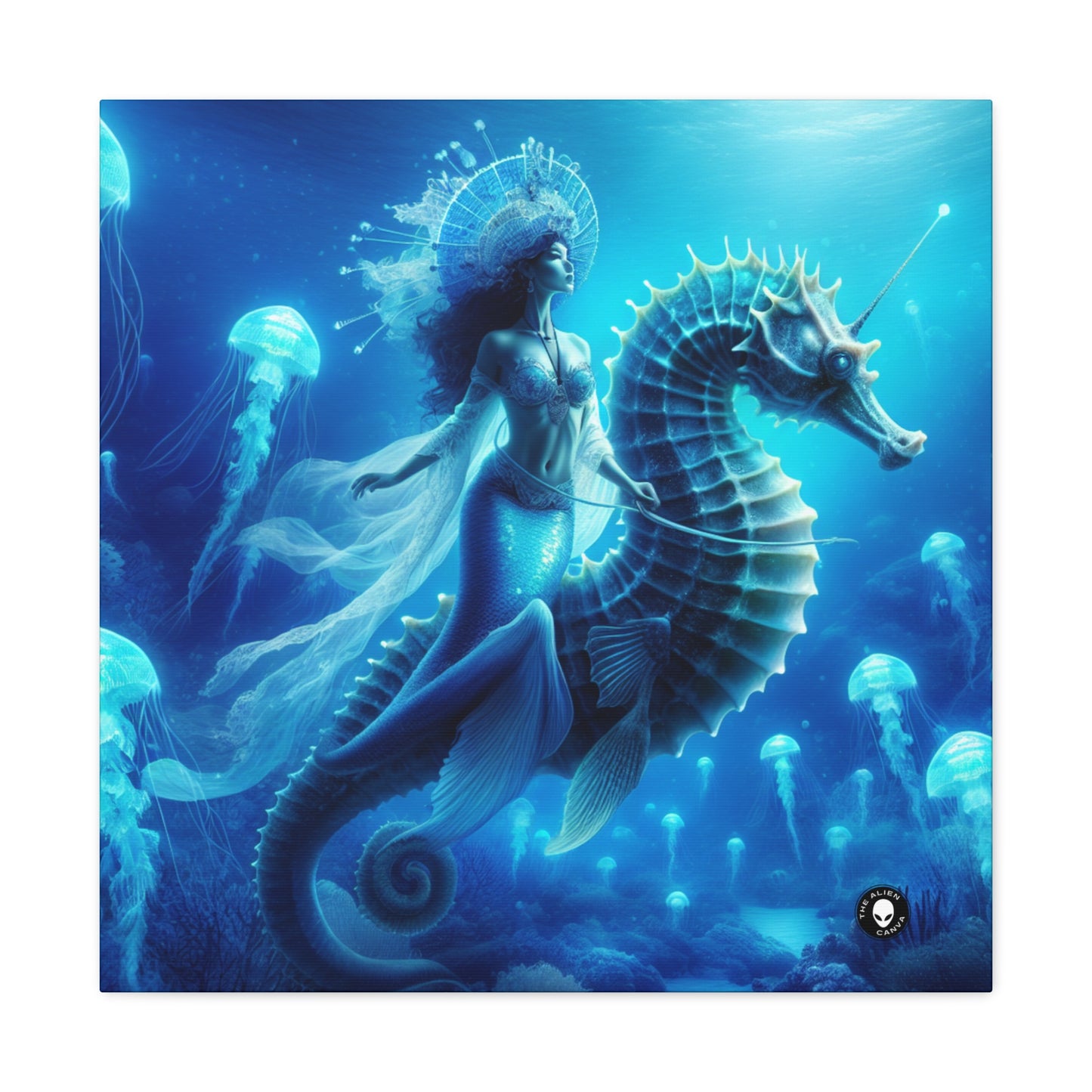 "Magia de sirena: viaje con el caballito de mar gigante" - The Alien Canva