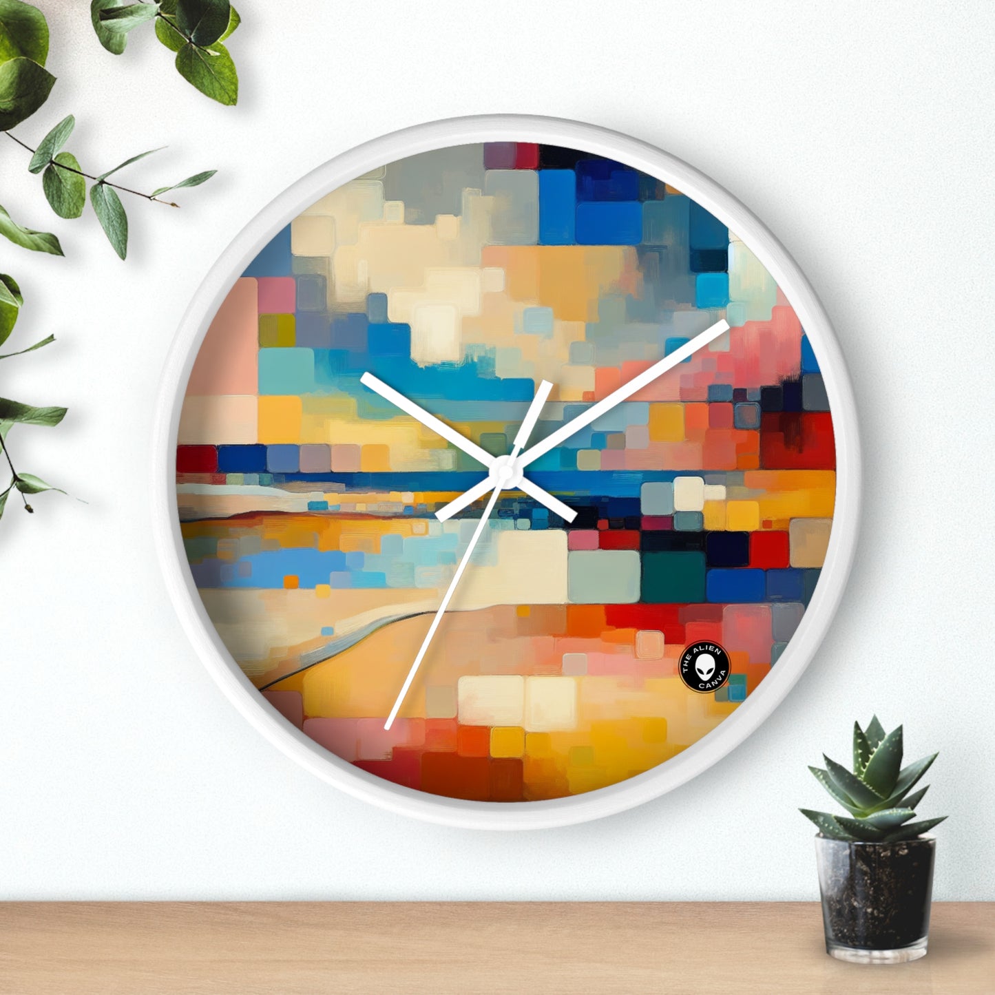 "Sunset Serenity: Peinture de champs de couleurs pastel doux" - La peinture de champs de couleurs de l'horloge murale Alien