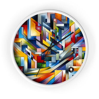 "City Pulse: A Vibrant Nighttime Geometric Journey" - The Alien Wall Clock Hard-edge Painting