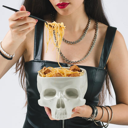 Cuenco de fideos italianos con forma de calavera, vajilla de Halloween, decoración de mesa