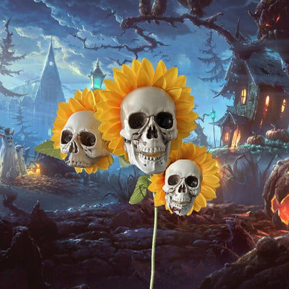 Skull Sunflower Halloween Decoration Atmosphere Garden Simulation Flower Ornament For Home Garden Decoration