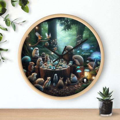 "Enchanted Tea Time: A Magical Forest Gathering" - The Alien Wall Clock