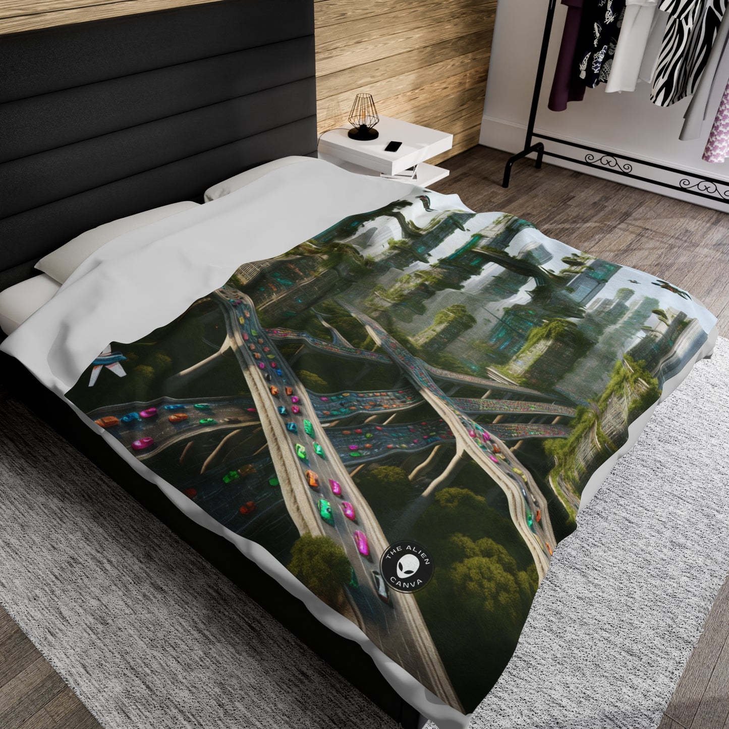 "Futuristic Utopia: Nature and Technology in Harmony" - The Alien Velveteen Plush Blanket