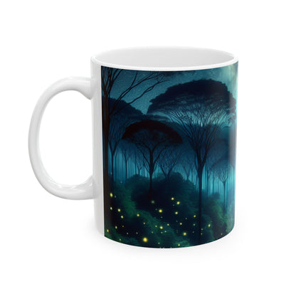 Taza de cerámica "Moonlit Enchantment" (Encantamiento a la luz de la luna) de 11 oz