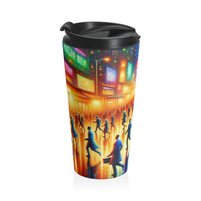 "Neon Nightscapes: A Symphony of City Chaos" - The Alien Stainless Steel Travel Mug