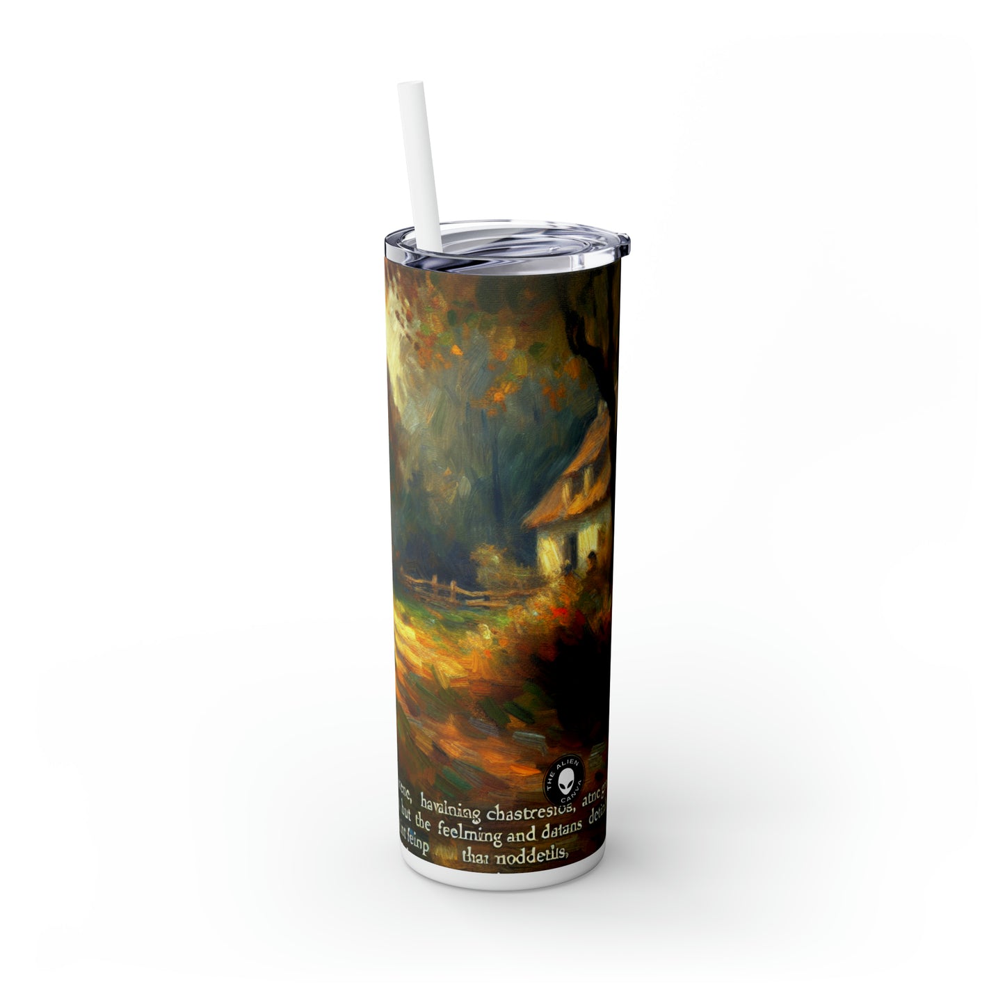 "Sunset Serenity: Impressionist Garden Painting" - The Alien Maars® Skinny Tumbler with Straw 20oz Impressionism