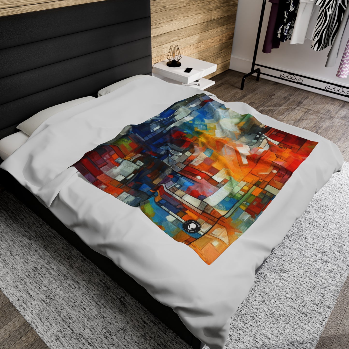 "Optimistic Progress: An Abstract Artwork" - The Alien Velveteen Plush Blanket Abstract Art