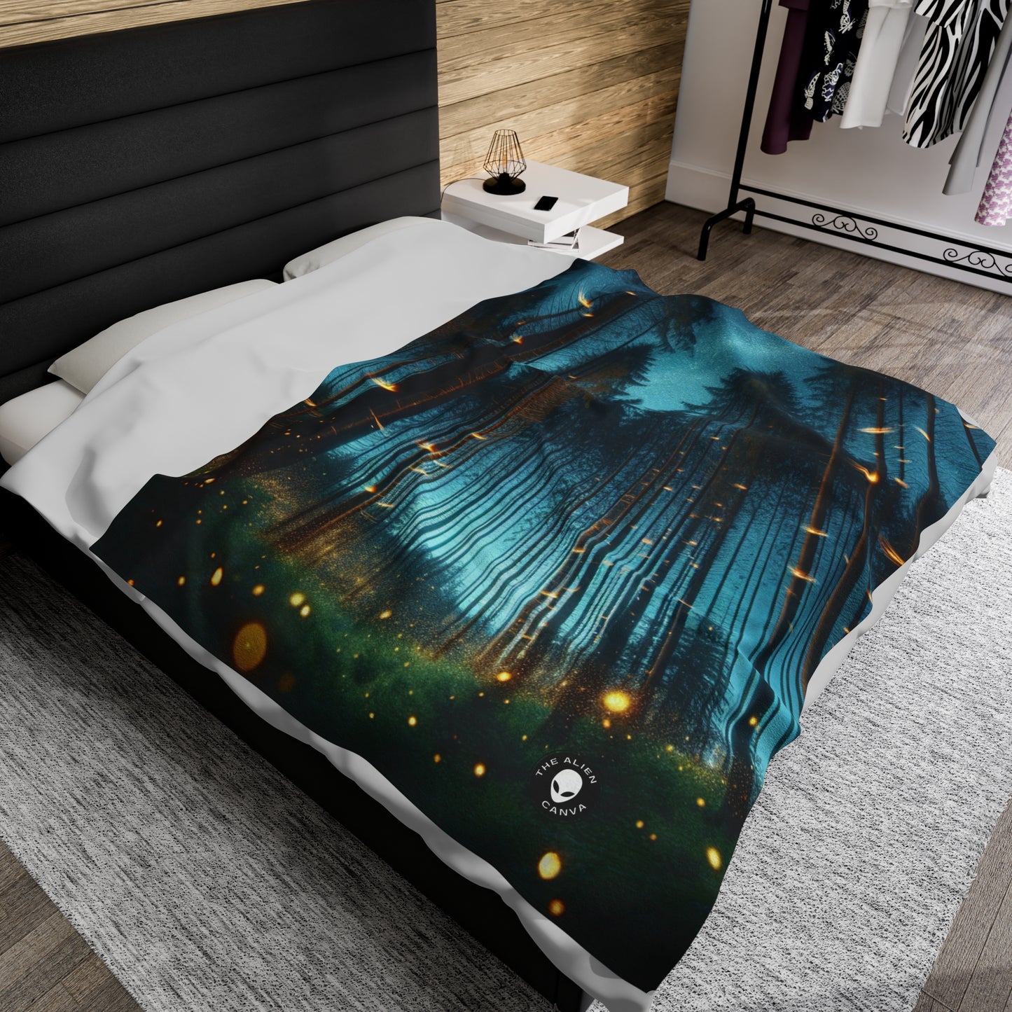 "Twilight Enchantment: Firefly Forest" - The Alien Velveteen Plush Blanket