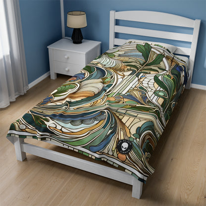 "Moonlit Enchantment: A Mystical Serenade in Art Nouveau" - The Alien Velveteen Plush Blanket Art Nouveau