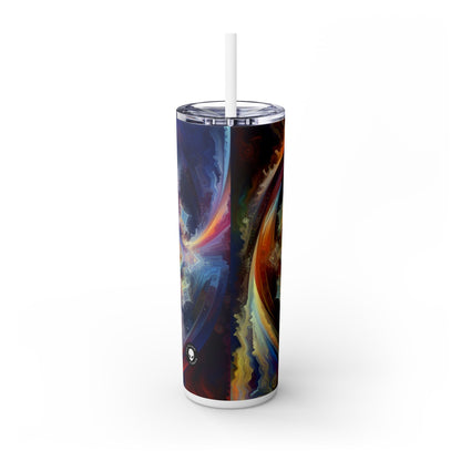 "Dynamic Mandala: A Vibrant Geometric Painting" - The Alien Maars® Skinny Tumbler with Straw 20oz