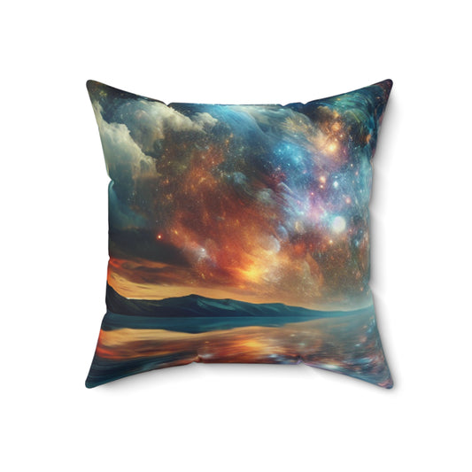 Galactic Reflections- The Alien Spun Polyester Square Pillow