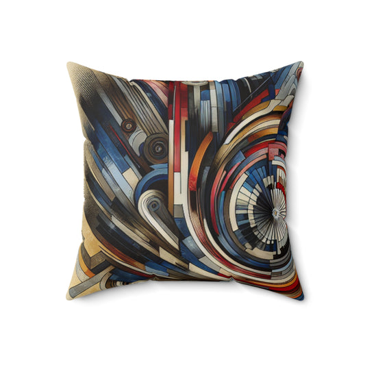"Fragmented Realms: A Surreal Exploration in Color and Form"- The Alien Spun Polyester Square Pillow Avant-garde Art