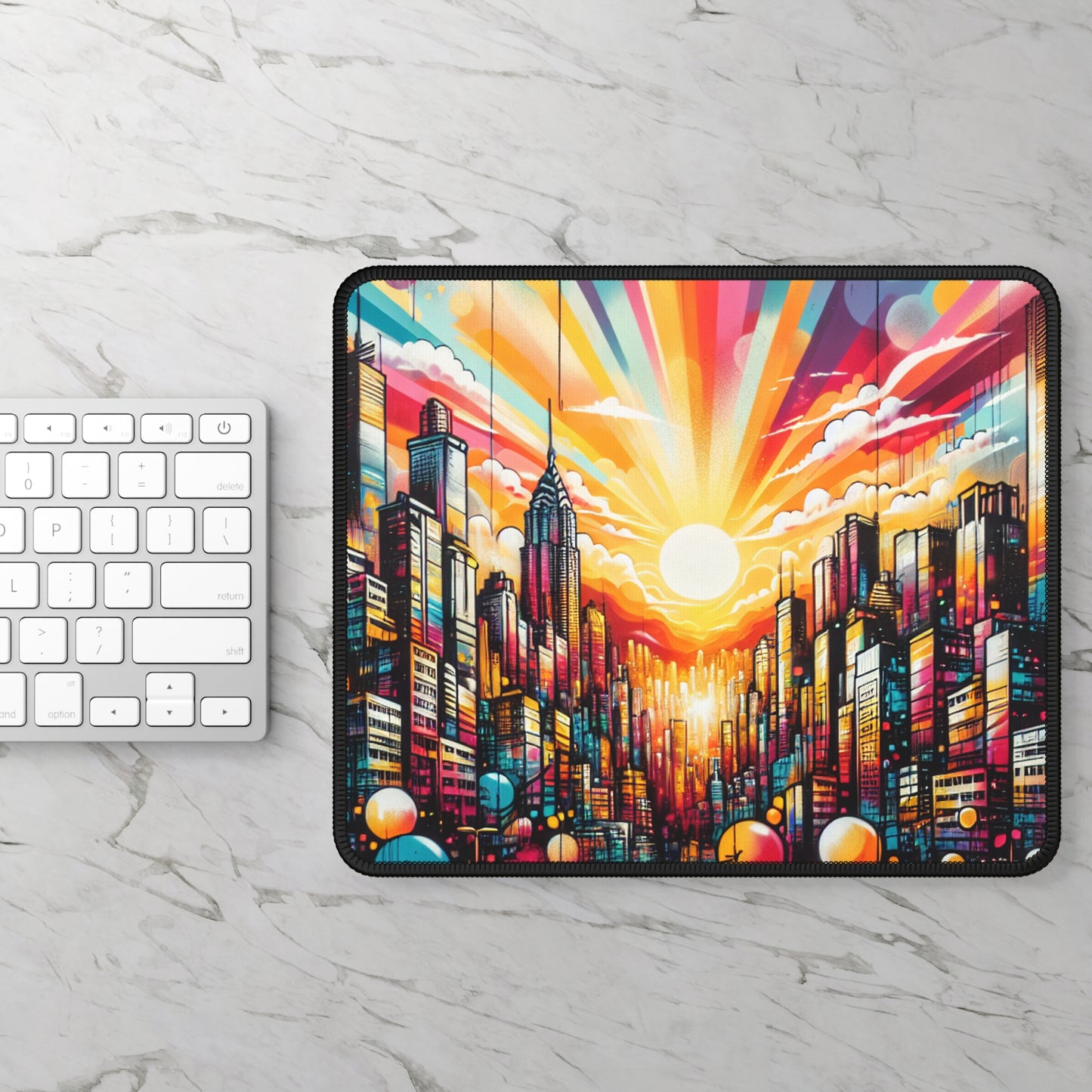 "Cityscape Sunrise" - The Alien Gaming Mouse Pad Street Art / Graffiti Style