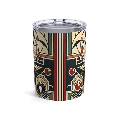 "Golden Glamour: A Dynamic Art Deco Cityscape at Sunset" - The Alien Tumbler 10oz Art Deco