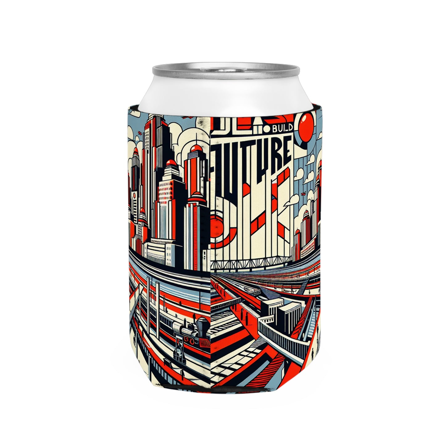 "Constructing Ideas: A Typographic Landscape" - The Alien Can Cooler Sleeve Constructivism Style