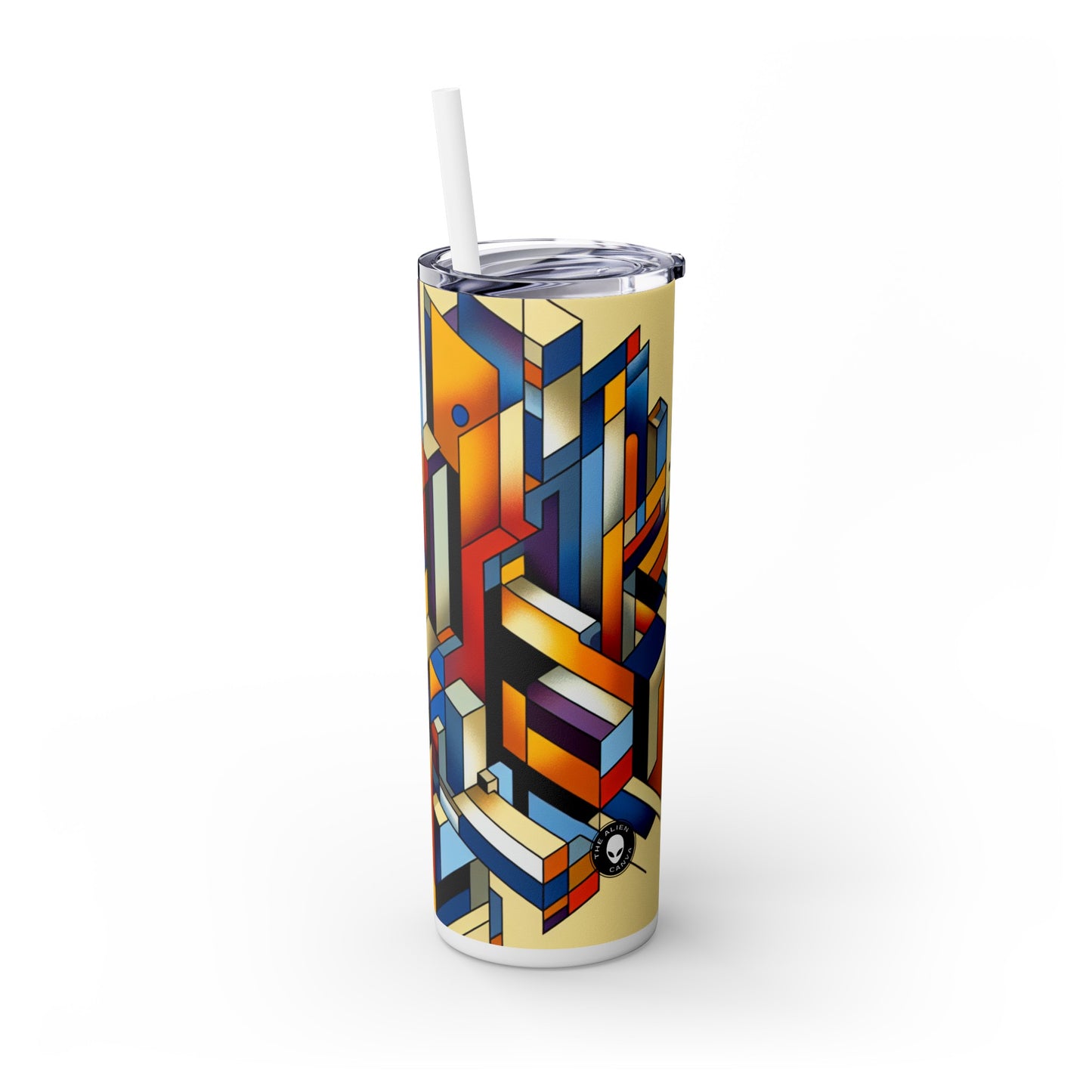 "Metropolis Pulse" - El vaso delgado con pajita Alien Maars® de 20 oz Cubo-Futurismo