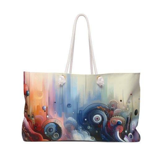 "Temporal Flux: Un viaje surrealista a través de formas abstractas y colores vibrantes" - The Alien Weekender Bag Arte de vanguardia