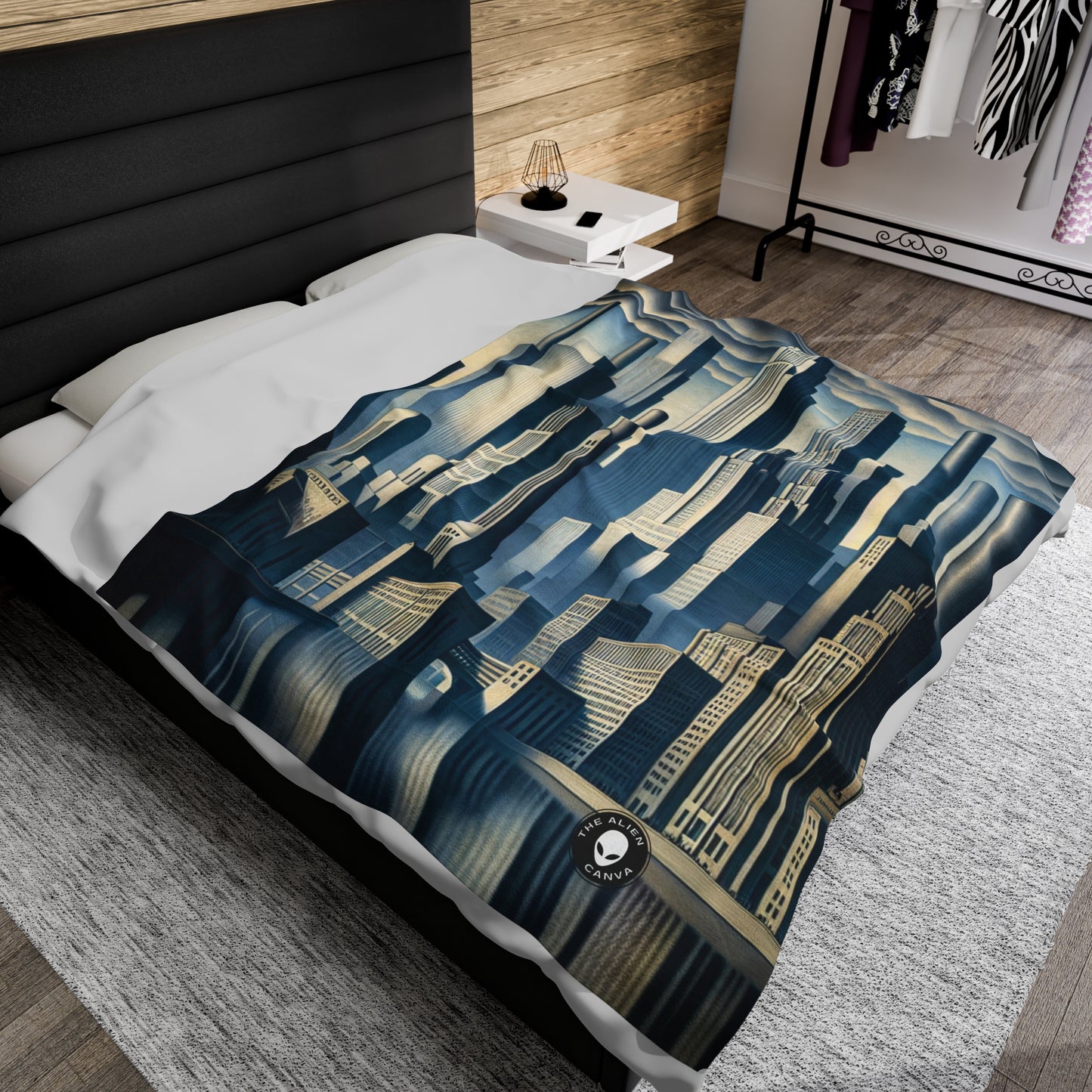 "Modern Metropolis: A Precisionism Perspective" - The Alien Velveteen Plush Blanket Precisionism