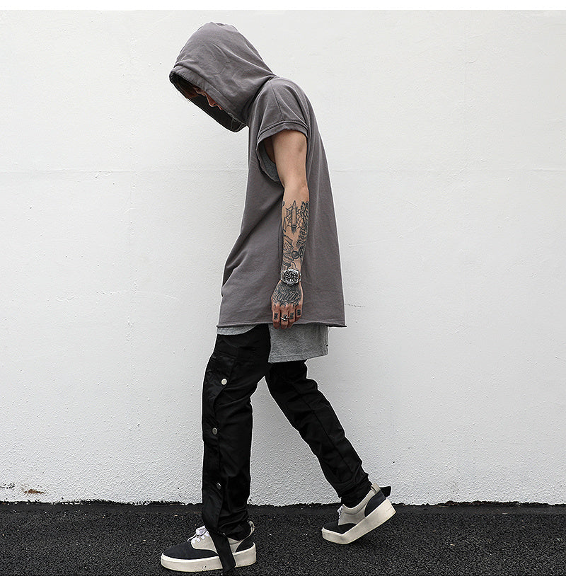 Solid color sleeveless sleeveless hoodie