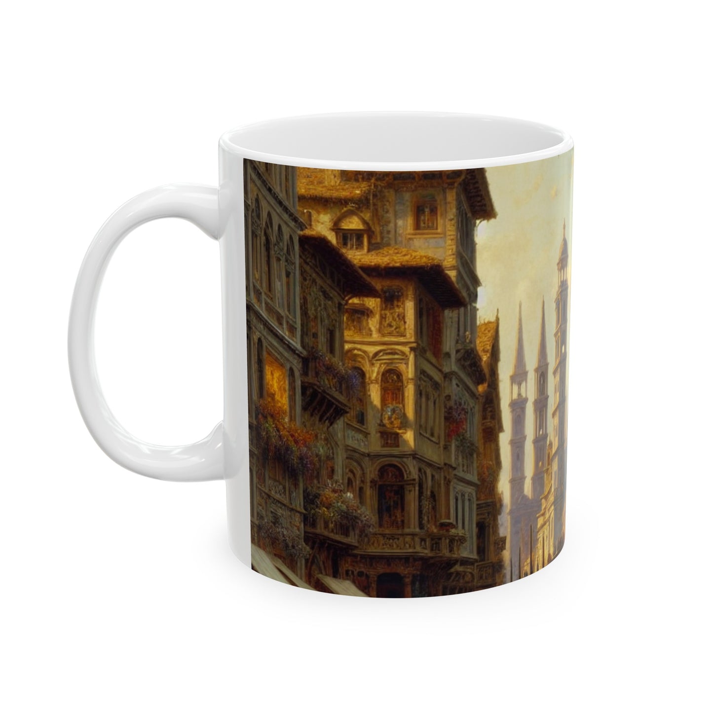 "Riviera Rhapsody: Une Ode abstraite à la Méditerranée française" - The Alien Ceramic Mug 11oz Nouvelle peinture européenne