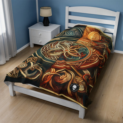 "Metamorphic Threads: Exploring Transformation through Celtic Knot Art" - The Alien Velveteen Plush Blanket Celtic Art