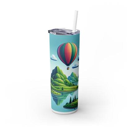 "Tranquil Skies: Hot Air Balloon Adventure" - Vaso delgado con pajita de 20 oz de Alien Maars®