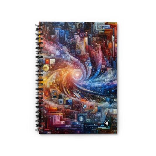 "Futuristic City Nights: A Dazzling Metropolis of Innovation and Imagination" - The Alien Spiral Notebook (Ruled Line) Digital Art