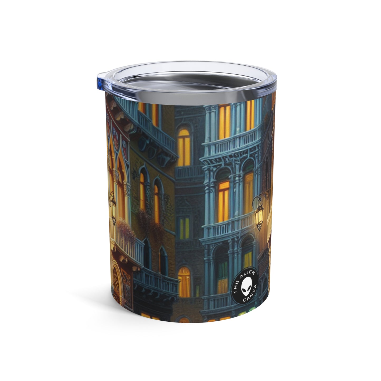 "Noche veneciana: una escena callejera luminosa" - The Alien Tumbler 10oz Venetian School